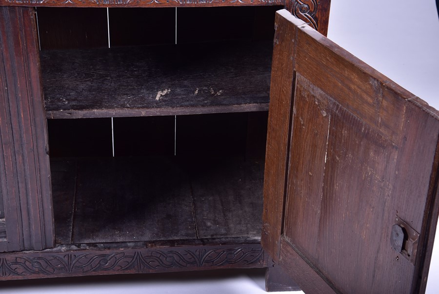 An English oak marquetry press / court cupboard in the 17th century style probably late 19th - Image 12 of 12