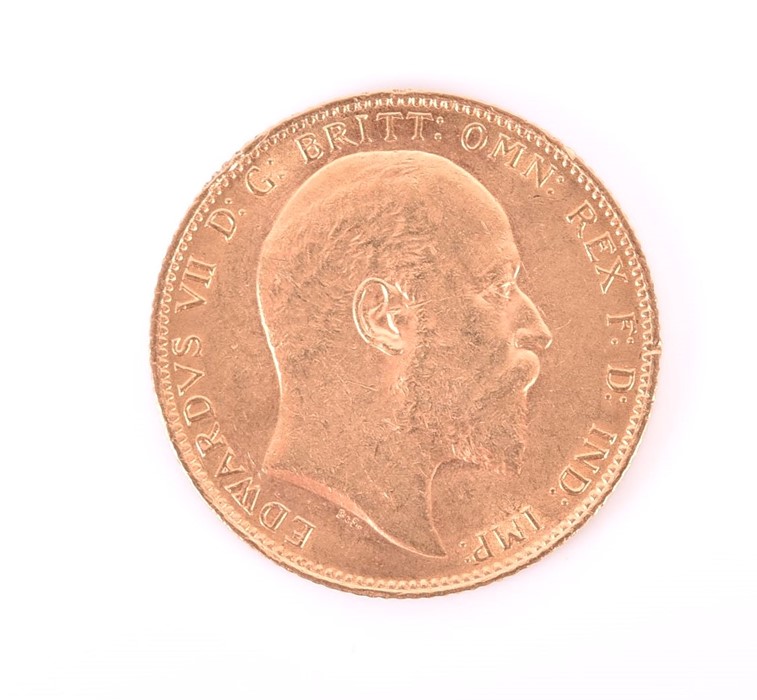 A Edward VII full sovereign dated 1902.