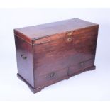 A George II oak two-drawer blanket chest with brass handles, 121 cm x 80 cm x 54 cm.CONDITION