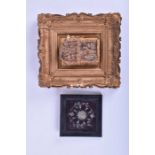 An antique carved wood religious fragment of Christian scenes depicting the Holy Spirit, Christ