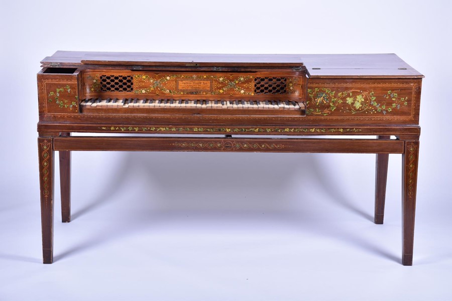 A Regency mahogany spinet / pianoforte by Thomas Preston of 76 Dean Street, London, the entire