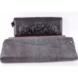 Six Chiocciola python skin clutches each with leather lining and interior pockets, one with