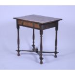 An 18th century oak occasional table probably William & Mary period, the rectangular top above a