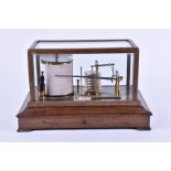 An early 20th century barograph by J. Lizars of Glasgow and Edinburgh, in a fitted oak and glass