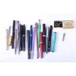 A collection of vintage/antique fountain pens and pencils to include various bakelite and silver