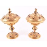 A pair of 19th century ornamental gilt ormolu table tazzas  each decorated with Arabic style