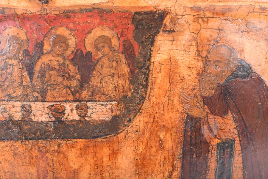 An Early 18th century icon of St Sergei  the robed figure of Sergei stands with with his head raised - Image 3 of 7