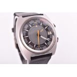 A 1969 Omega Memomatic stainless steel automatic wristwatch the grey dial with luminous baton hour