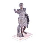 A Grand Tour bronze model of Augustus of Prima Porta late 19th century, with brown patina, depicting