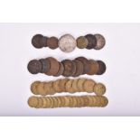 A collection of coins and tokens to include Guernsey Doubles (dated 1830, 1834 and 1864), George III