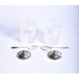 A pair of Waterford crystal and Asprey Silver pickle jars Dublin 1969, with silver mounts and