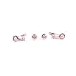 A pair of 18ct white gold and diamond earrings each bezel-set with a round brilliant-cut diamond, of