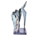 Continental School, 20th century 'Red', a large cast bronze verdigris abstract sculpture with