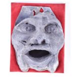 A 19th century primitive lead grotesque mask possibly a fountain head, formed as a face with large