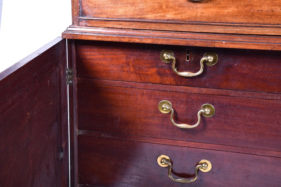 A George III period mahogany desk secretaire in the manner of Thomas Chippendale, the drop front top - Image 6 of 24