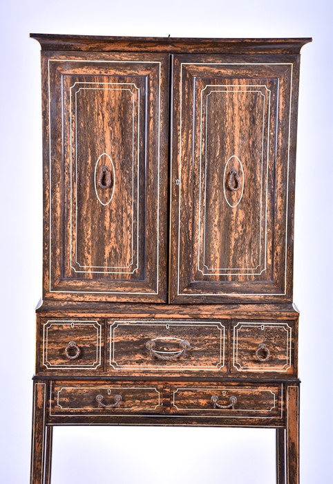 A fine Edwardian humidor cabinet on stand with coromandel veneer and bone inlay with two cupboard - Image 23 of 25