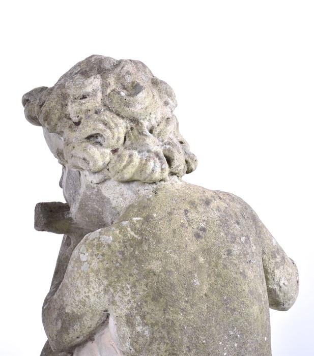 A set of four 20th century Italian musical cherub stoneware sculptures each seated on a sphere, - Image 15 of 17