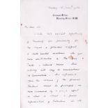 Churchill, Winston S letter (1874-1965); a hand-written letter dated 15th January 1906 on '