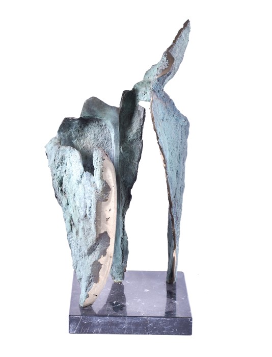 Continental School, 20th century 'Red', a large cast bronze verdigris abstract sculpture with - Image 2 of 21