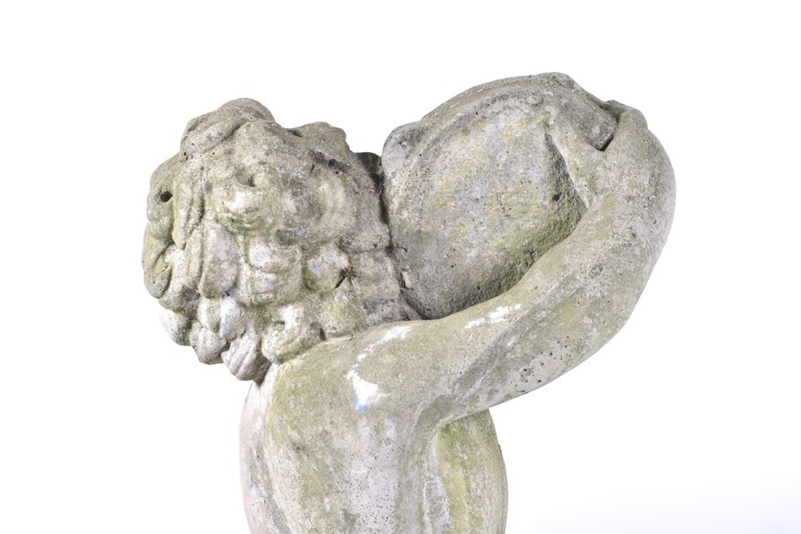 A set of four 20th century Italian musical cherub stoneware sculptures each seated on a sphere, - Image 13 of 17