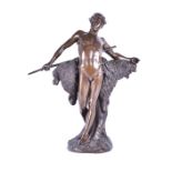 After Georg Emil Rheineck (1848-1916) German a bronze figure modelled as a nude man leaning