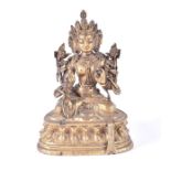 A fine early Tibetan gilt bronze figure of Tara Qing dynasty or earlier, possibly 16th century, cast