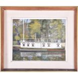 Kenneth Rowntree (1915-1997) British depicting a college barge on a river, signed lower right, the