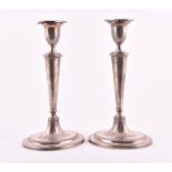 A pair of George III silver candlesticks Sheffield probably 1787, by John Roberts, Samuel Mosley &