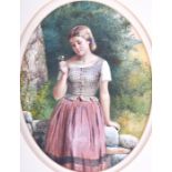 Attributed to Myles Birket Foster (1825-1899) British 'A village maiden', watercolour and bodycolour