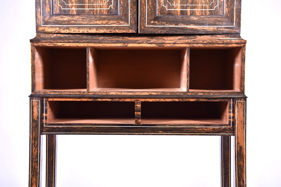 A fine Edwardian humidor cabinet on stand with coromandel veneer and bone inlay with two cupboard - Image 19 of 25