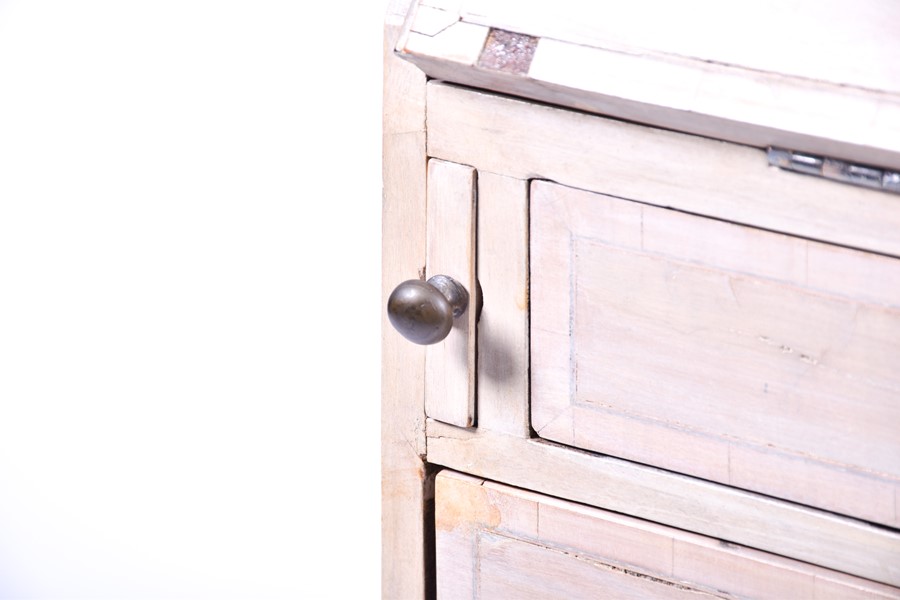 A painted mahogany miniature bureau with drop-down leaf, opening to reveal unpainted interior - Image 8 of 16