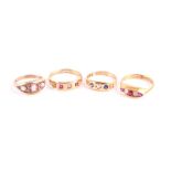 An 18ct yellow gold, diamond, and ruby ring size R, 3.7 grams, together with an 18ct yellow gold,