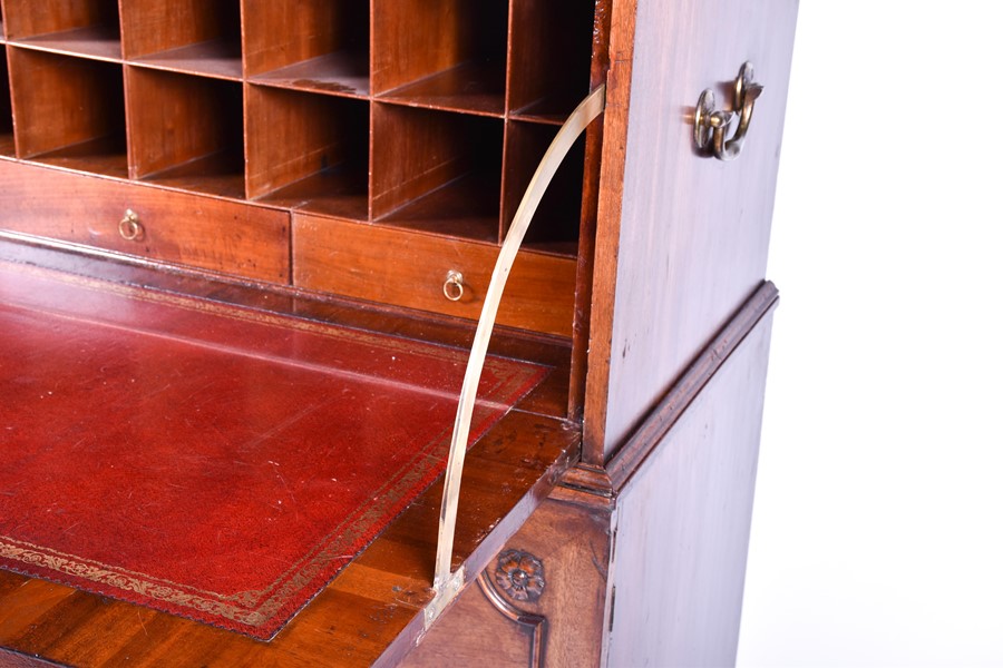 A George III period mahogany desk secretaire in the manner of Thomas Chippendale, the drop front top - Image 9 of 24