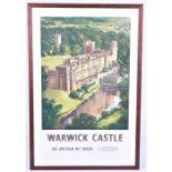 A mid-20th century British Railways poster: Warwick Castle after Bagley, printed by Chromoworks Ltd,