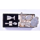 A George V cased silver Christening set Birmingham 1928, by Marson & Jones, together with five other
