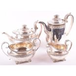 A George III four piece tea and coffee service London 1819, by Joseph Craddock & William Ker Reid,