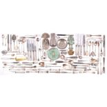A large quantity of Continental silver, white metal and silver plated flatware to include a set of