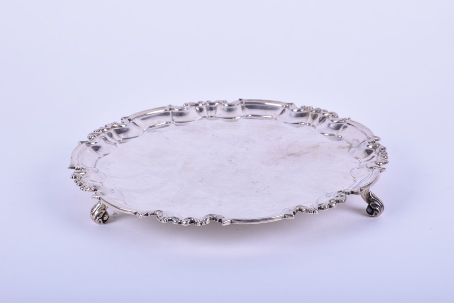 A late Victorian silver salver London 1896, by William Hutton & Sons, with a shaped scroll border, - Image 4 of 5