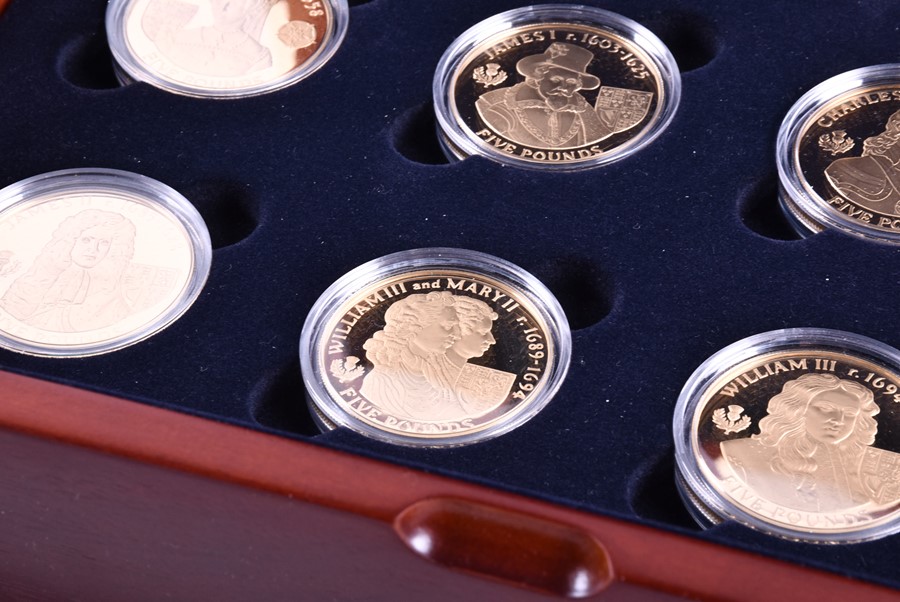 A Royal Mint 'History of the Monarchy' silver proof coin collection in fitted wooden case with - Image 2 of 8