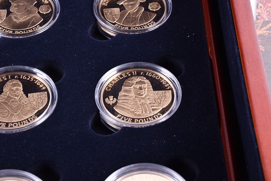 A Royal Mint 'History of the Monarchy' silver proof coin collection in fitted wooden case with - Image 8 of 8