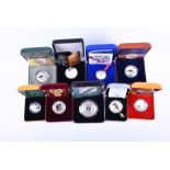 A collection of nine boxed Australian silver proof commemorative coins comprising: an Australian