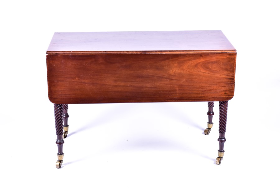 A Victorian mahogany Pembroke table with frieze drawers at either end, on spiral-twist turned legs - Image 5 of 5