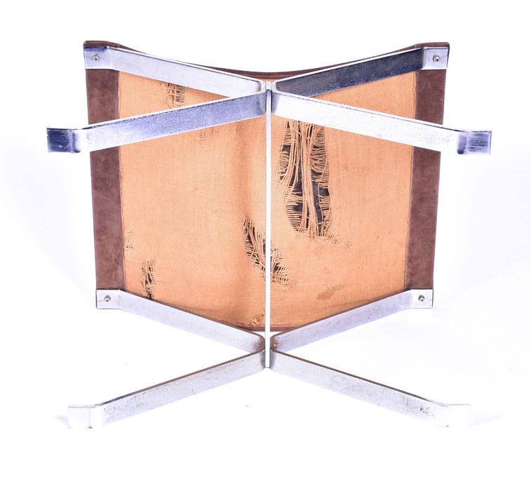 Ludwig Mies Van Der Rohe (1886-1969), Barcelona stool after the 1929 design chrome and calf suede - Image 3 of 4