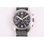 A 1975 British Military CWC RAF Pilots chronograph wristwatch the black dial with luminous 12 and