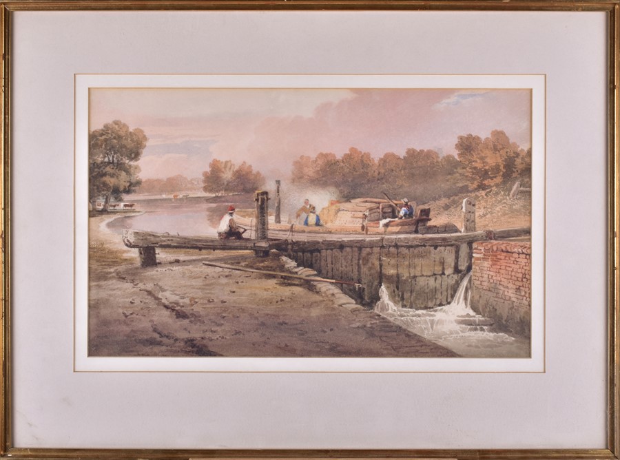 Samuel Prout (1783-1852) British ‘Lock Gates,’ watercolour on paper, framed and glazed, Clarges