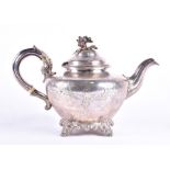 A large Victorian silver teapot London 1851, by Edward and John Barnard, designed bulbous body