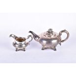 A George III silver teapot and milk jug London 1837, by Joseph & Albert Savory, the teapot with