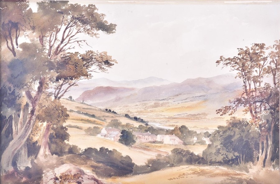 Attributed to David Hall McKewan (1817-1873) British 'A hamlet in a mountain valley', watercolour - Image 3 of 7