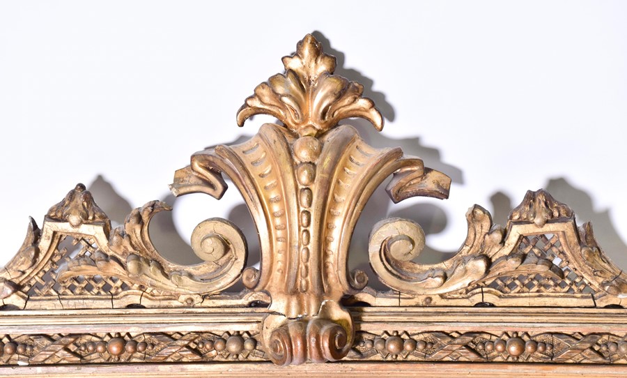 A large Victorian gilt-wood over mantle mirror of rectangular shape, with carved wood border, - Image 5 of 5