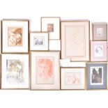 A group of framed & glazed British watercolours and drawings predominantly 19th century, to